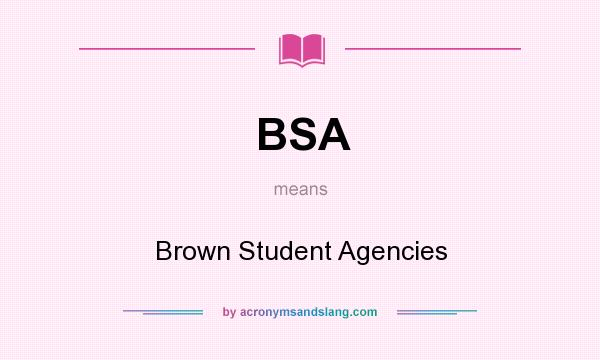 What does BSA mean? It stands for Brown Student Agencies