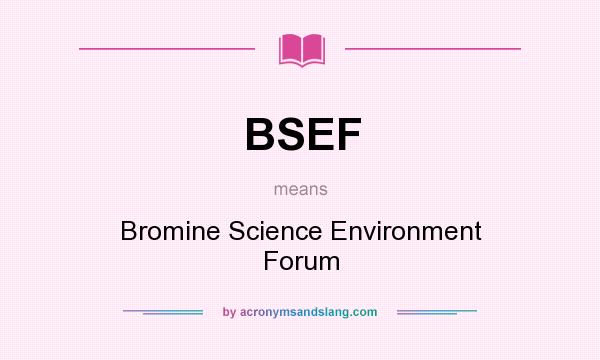 What does BSEF mean? It stands for Bromine Science Environment Forum