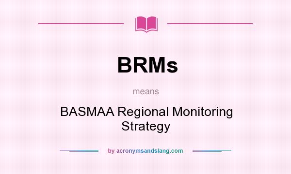 What does BRMs mean? It stands for BASMAA Regional Monitoring Strategy