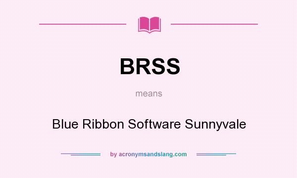 What does BRSS mean? It stands for Blue Ribbon Software Sunnyvale