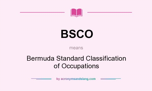 What does BSCO mean? It stands for Bermuda Standard Classification of Occupations