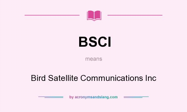 What does BSCI mean? It stands for Bird Satellite Communications Inc