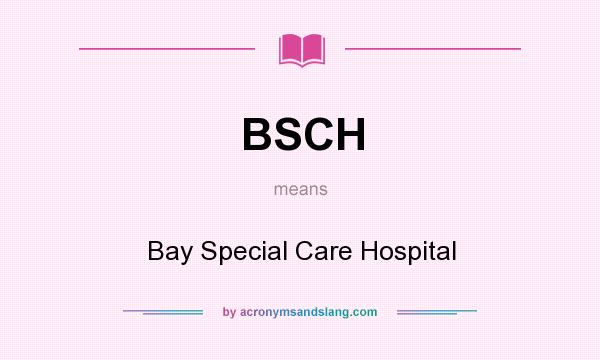 What does BSCH mean? It stands for Bay Special Care Hospital