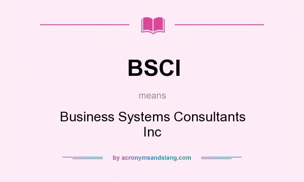 What does BSCI mean? It stands for Business Systems Consultants Inc