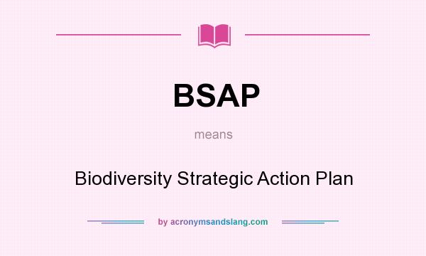 What does BSAP mean? It stands for Biodiversity Strategic Action Plan