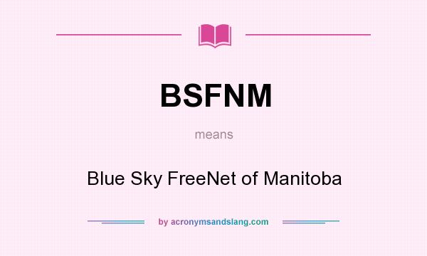 What does BSFNM mean? It stands for Blue Sky FreeNet of Manitoba