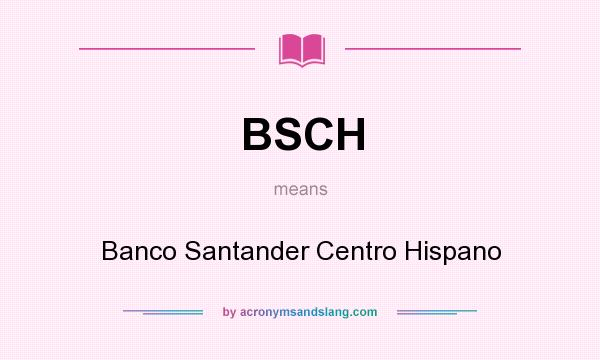 What does BSCH mean? It stands for Banco Santander Centro Hispano