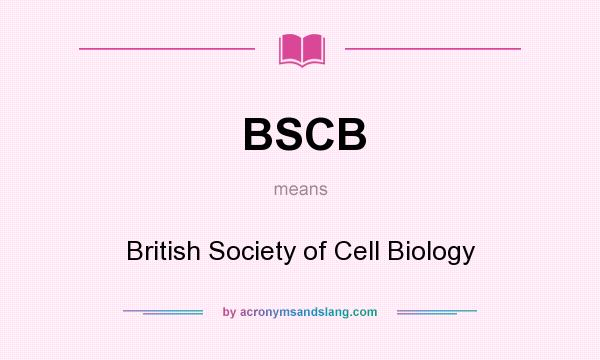 What does BSCB mean? It stands for British Society of Cell Biology
