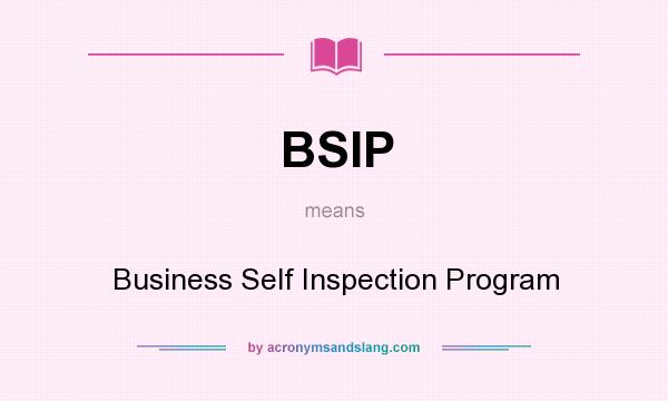 What does BSIP mean? It stands for Business Self Inspection Program