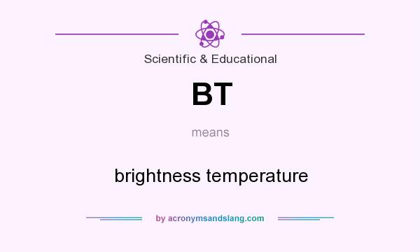 What does BT mean? It stands for brightness temperature