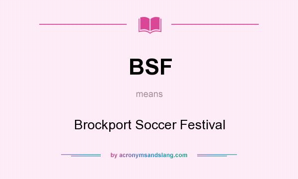What does BSF mean? It stands for Brockport Soccer Festival