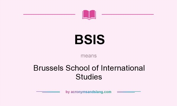 What does BSIS mean? It stands for Brussels School of International Studies