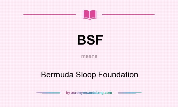 What does BSF mean? It stands for Bermuda Sloop Foundation