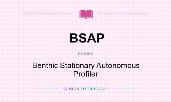 What does BSAP mean? It stands for Benthic Stationary Autonomous Profiler