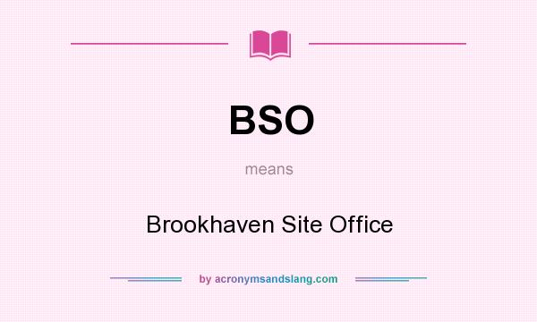 What does BSO mean? It stands for Brookhaven Site Office