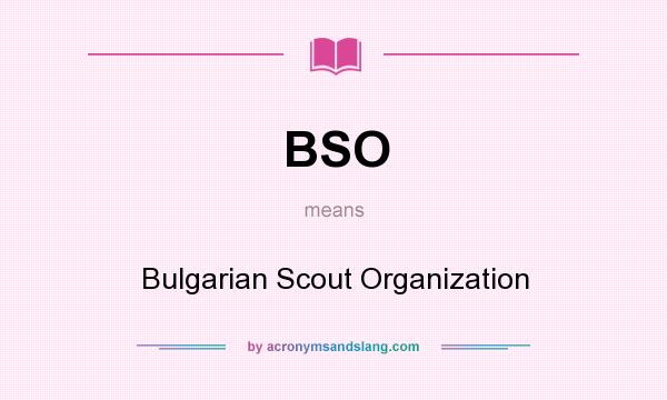 What does BSO mean? It stands for Bulgarian Scout Organization