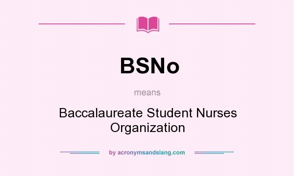 What does BSNo mean? It stands for Baccalaureate Student Nurses Organization