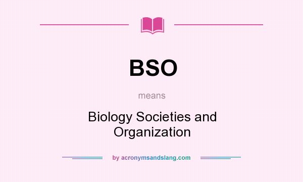 What does BSO mean? It stands for Biology Societies and Organization