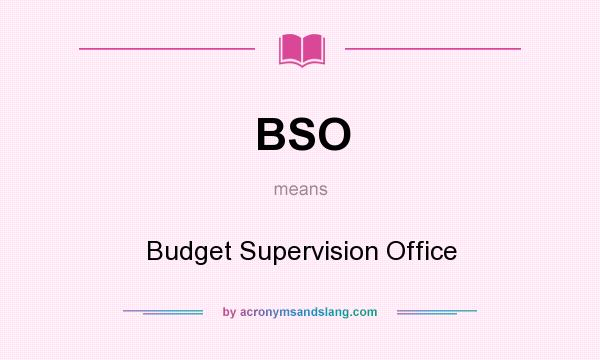 What does BSO mean? It stands for Budget Supervision Office