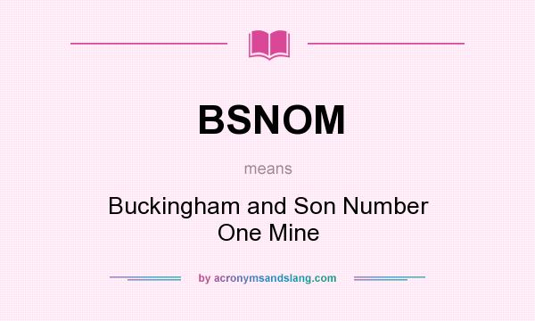 What does BSNOM mean? It stands for Buckingham and Son Number One Mine