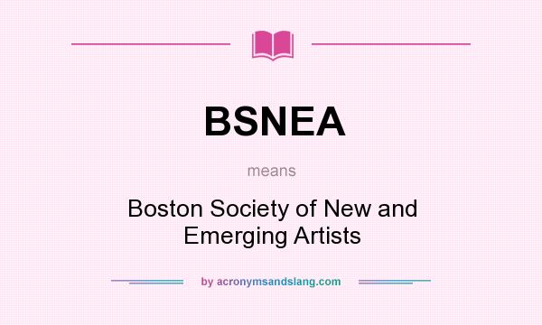 What does BSNEA mean? It stands for Boston Society of New and Emerging Artists