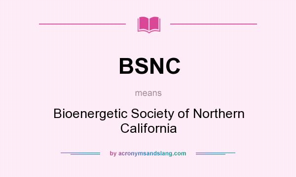 What does BSNC mean? It stands for Bioenergetic Society of Northern California