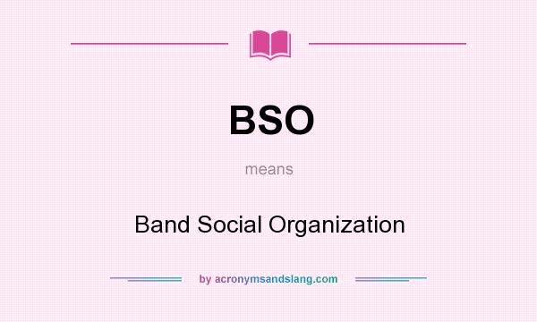 What does BSO mean? It stands for Band Social Organization