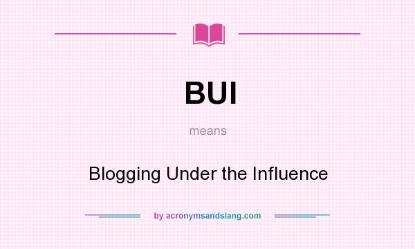 What does BUI mean? It stands for Blogging Under the Influence