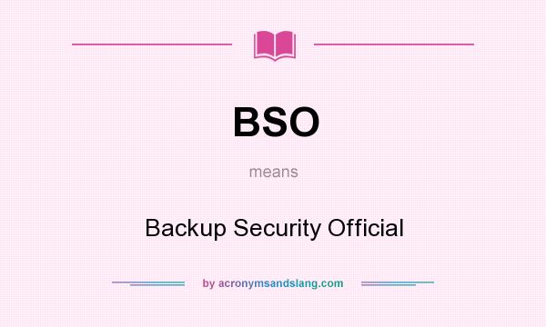 What does BSO mean? It stands for Backup Security Official