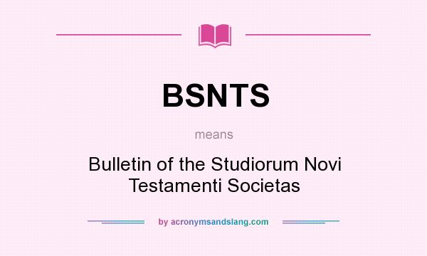 What does BSNTS mean? It stands for Bulletin of the Studiorum Novi Testamenti Societas