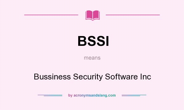 What does BSSI mean? It stands for Bussiness Security Software Inc