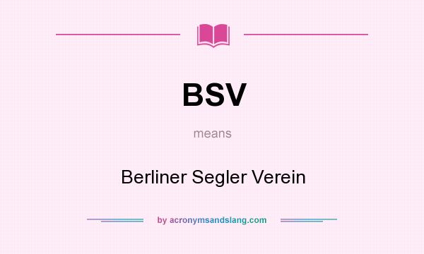 What does BSV mean? It stands for Berliner Segler Verein