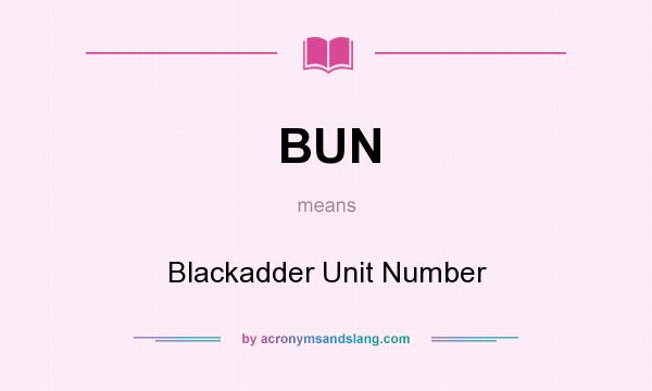 What does BUN mean? It stands for Blackadder Unit Number