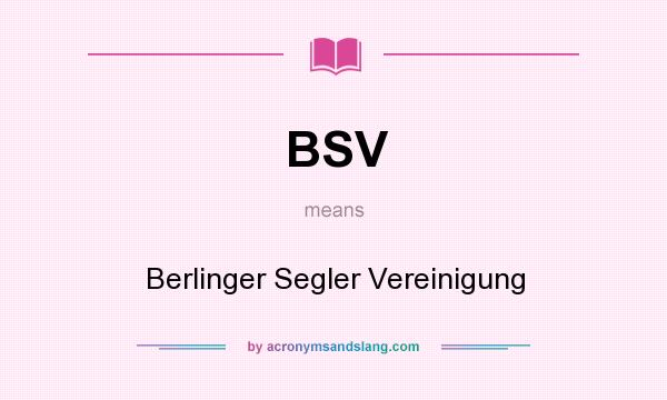 What does BSV mean? It stands for Berlinger Segler Vereinigung