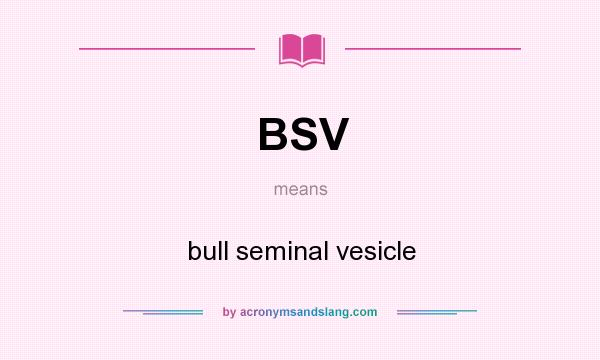 What does BSV mean? It stands for bull seminal vesicle