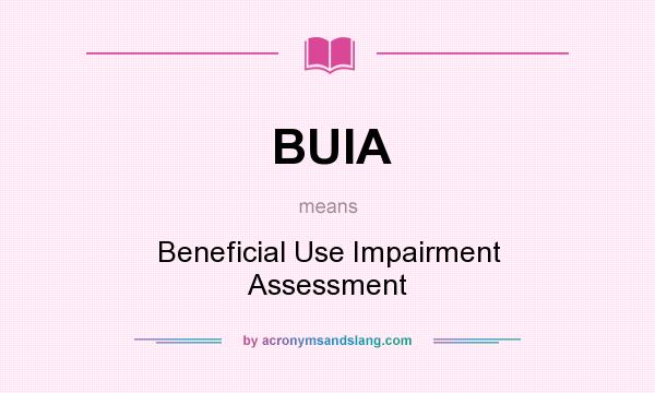 What does BUIA mean? It stands for Beneficial Use Impairment Assessment