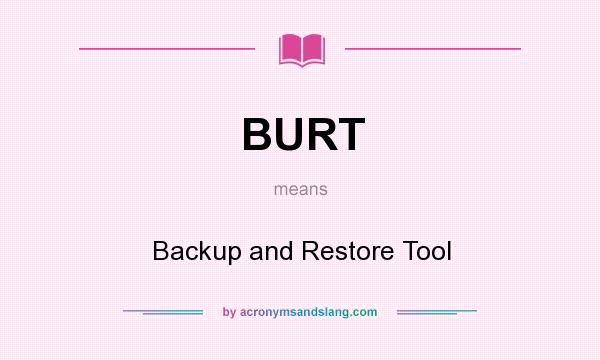 What does BURT mean? It stands for Backup and Restore Tool
