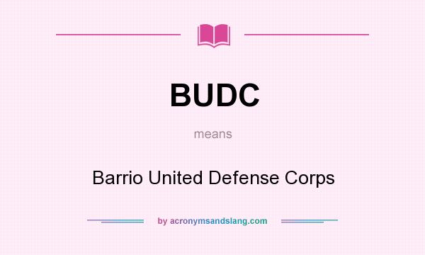 What does BUDC mean? It stands for Barrio United Defense Corps
