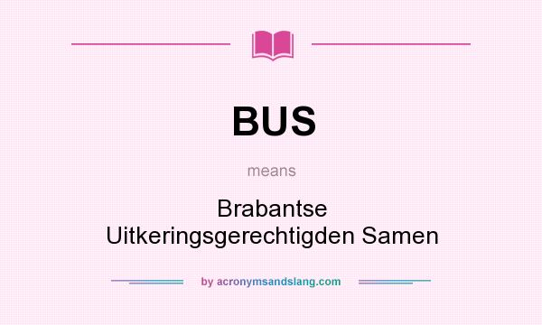 What does BUS mean? It stands for Brabantse Uitkeringsgerechtigden Samen