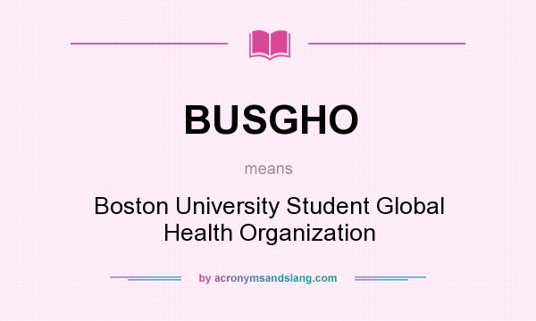 What does BUSGHO mean? It stands for Boston University Student Global Health Organization