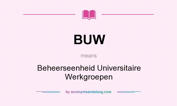 What does BUW mean? It stands for Beheerseenheid Universitaire Werkgroepen
