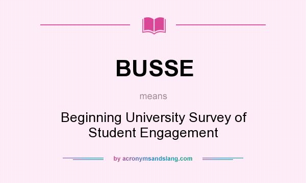 What does BUSSE mean? It stands for Beginning University Survey of Student Engagement