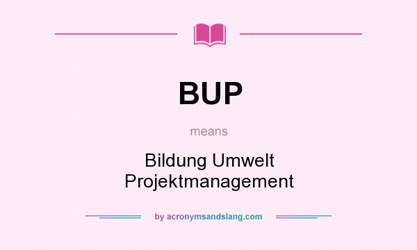 What does BUP mean? It stands for Bildung Umwelt Projektmanagement