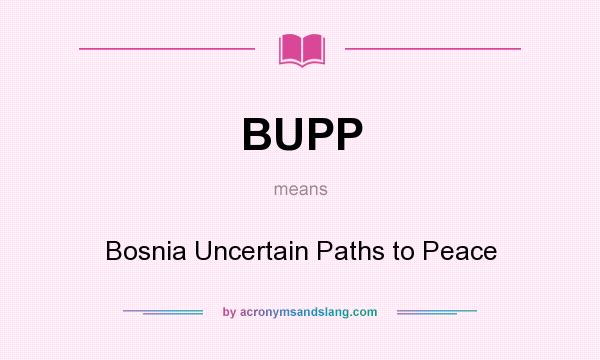 What does BUPP mean? It stands for Bosnia Uncertain Paths to Peace