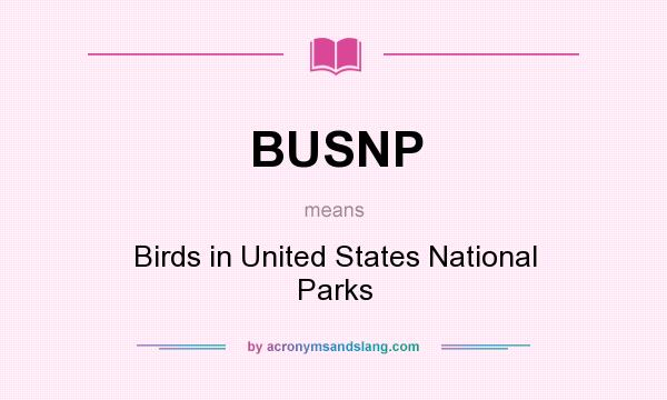 What does BUSNP mean? It stands for Birds in United States National Parks