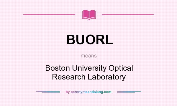 What does BUORL mean? It stands for Boston University Optical Research Laboratory