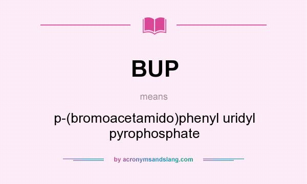 What does BUP mean? It stands for p-(bromoacetamido)phenyl uridyl pyrophosphate