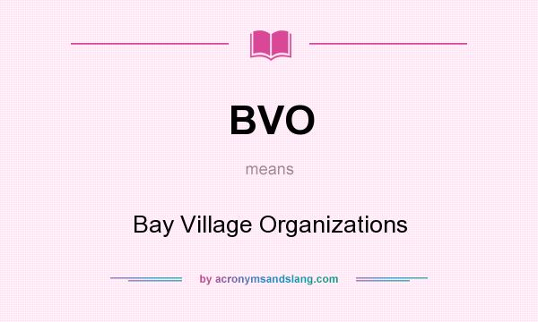 What does BVO mean? It stands for Bay Village Organizations