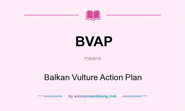 What does BVAP mean? It stands for Balkan Vulture Action Plan
