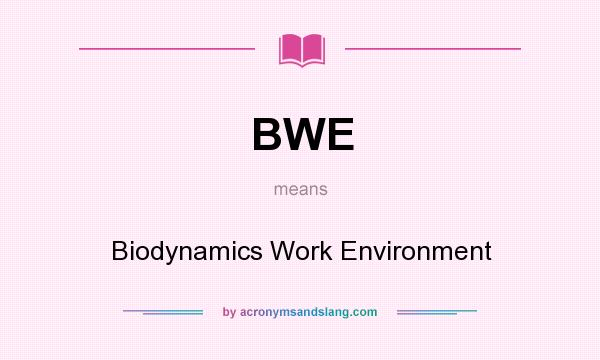 What does BWE mean? It stands for Biodynamics Work Environment